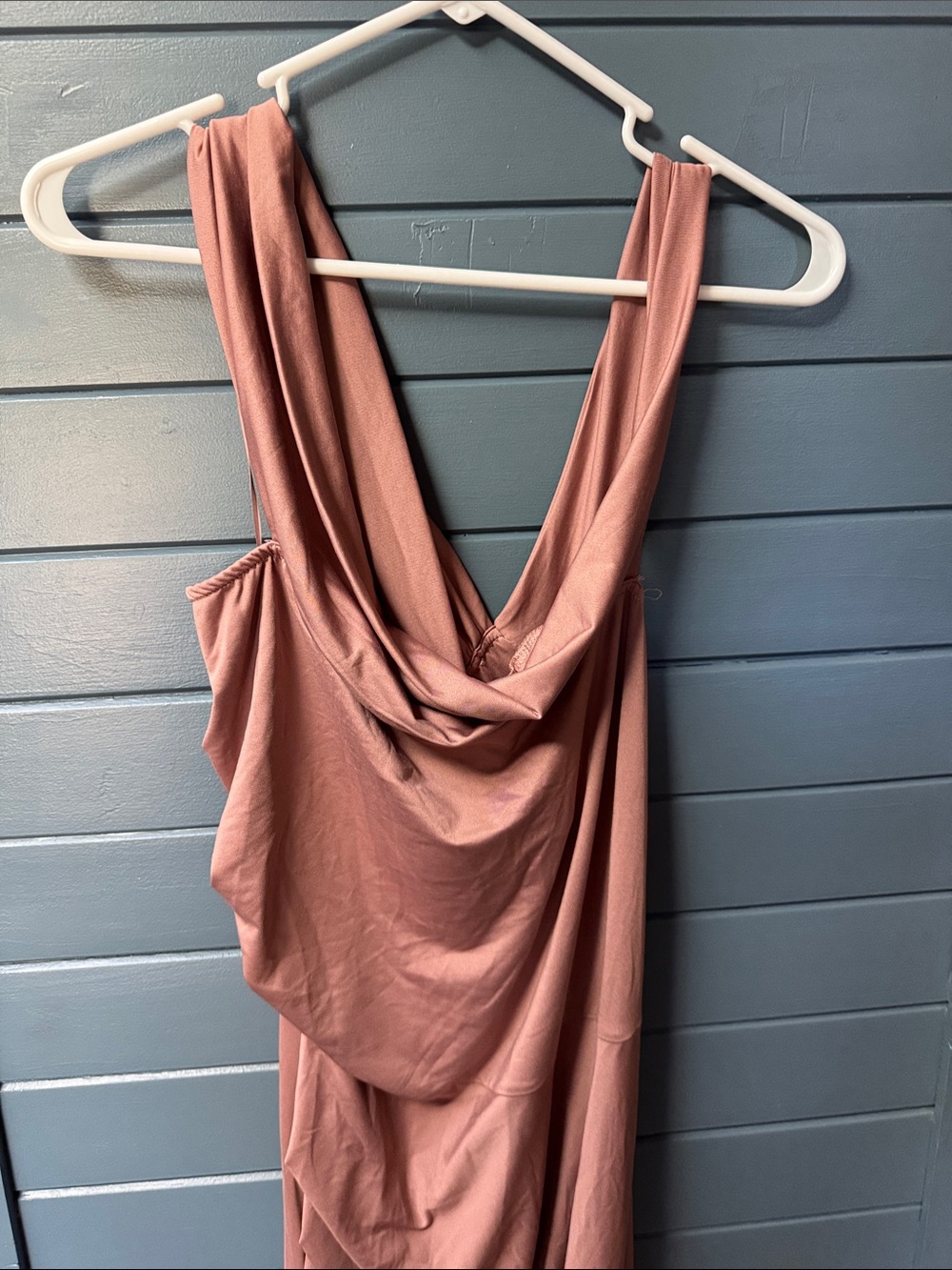 Sleek Draped Rose-Mauve Maxi Dress